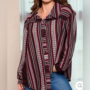 Women's Patterned Button-Up Top